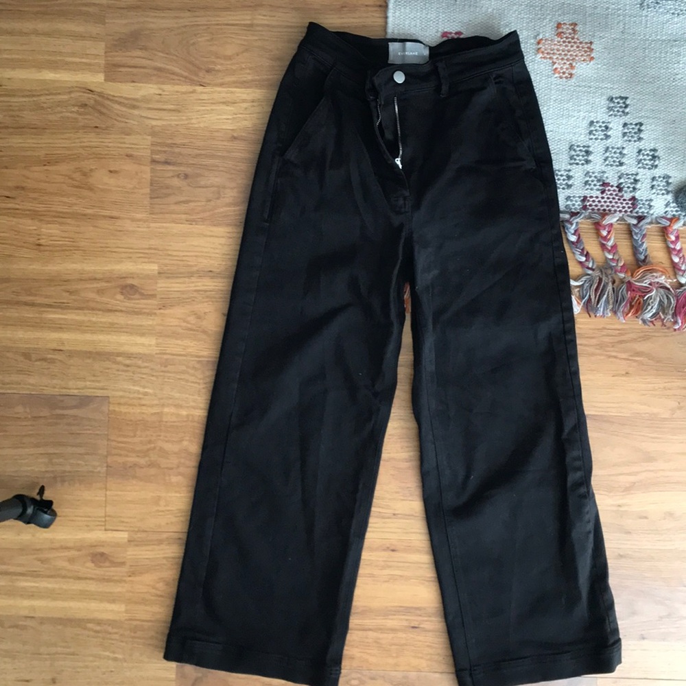 Everlane black denim wide leg crops